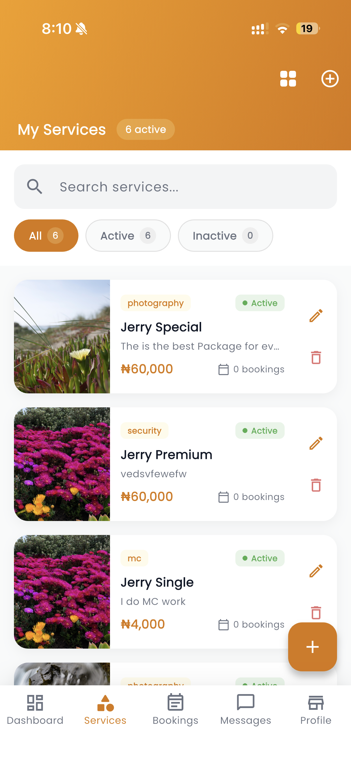 Vendor app — Services